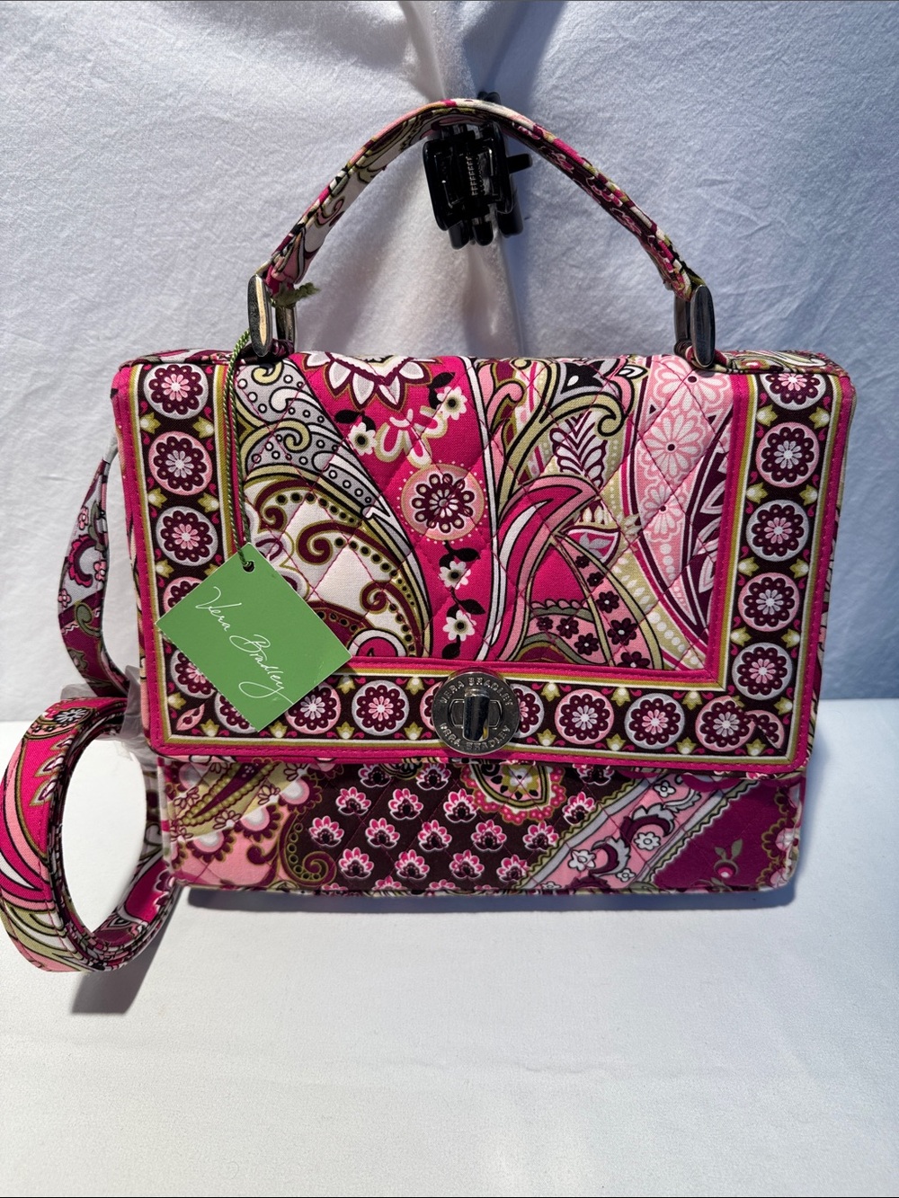 Vera Bradley Pink Paisley Quilted Satchel with Top Handle